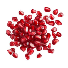 Ripe peeled pomegranate seeds isolated on transparent background.