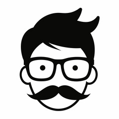 man Mustache and glasses silhouette vector illustration