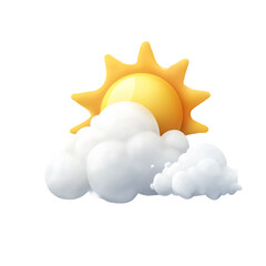  Weather 3d icon of sun and cloud isolated on  white and transparent background