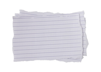 Obraz premium White ripped torn sheet of notebook paper with blue lines isolated on transparent background