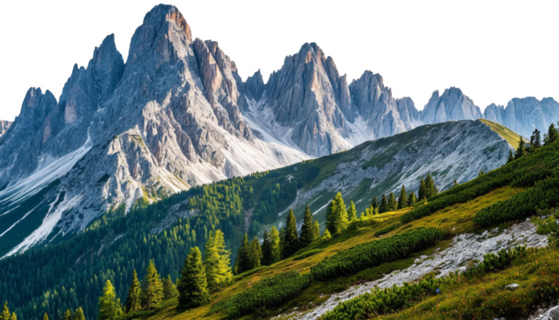 Mountain landscape on transparent PNG background. Generated by AI.