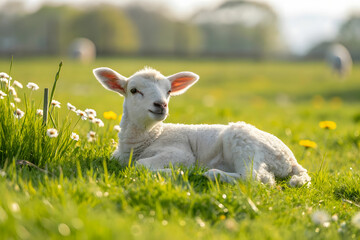 Obraz premium Baby sheep in the meadow.