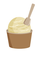 カップに入ったバニラアイスクリーム　ベクターイラスト
