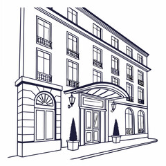 hotel building, vector, white background