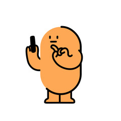 Using Smartphone Abstract Blob Emoji Character – Minimalist Daily Activity Illustration for UI/UX, Sticker, and Comic Projects