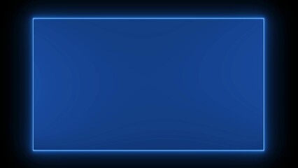 Obraz premium Glowing blue rectangular frame on black background, futuristic digital interface element, modern cyber aesthetic