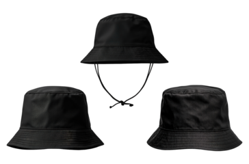 Three black bucket hats bundle