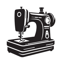 Silhouette illustration of a classic vintage sewing machine on white background, A Sewing machine vector silhouette on a white background, Minimalist Sewing Machine Vector Silhouette, sewing machine.