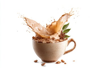 A beautifully captured coffee splash from a cup, showcasing details and freshness.
