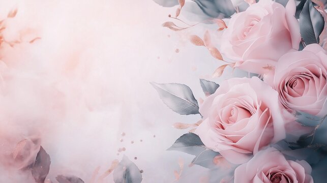 vintage roses on marble background