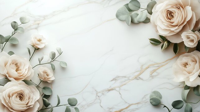 vintage roses on marble background