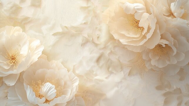 white delicate peony flowers background