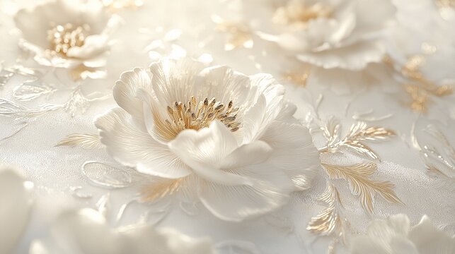 white delicate peony flowers background