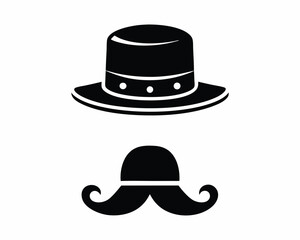 hat with mustache icon  silhouette vector illustration