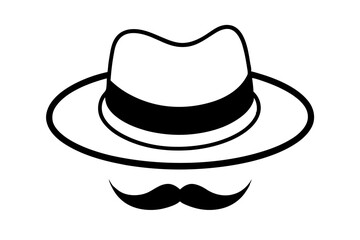 hat with mustache  silhouette vector illustration