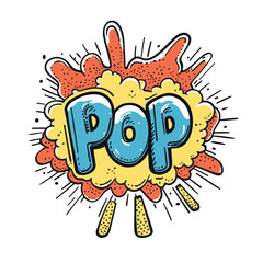 Cartoon Word Pop With Explosion Effect Vector Illustration On White Background