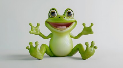 Cheerful, cartoonish amphibian figurine rendering.