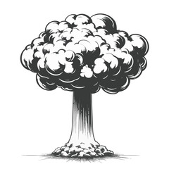 Vector Illustration Of Atomic Explosion Mushroom Cloud Isolated On White Background