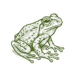 Frog Vector Illustration in Pen and Ink Isolated on White