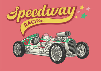 Racing car vector illustration. Vintage sport car Graphic Tee