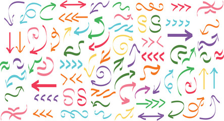 Hand made vector arrow set , collection of vector handmade arrows for info graphic, Scribble design sketch