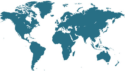 Fototapeta premium World map. Blue modern vector map. Silhouette map. 