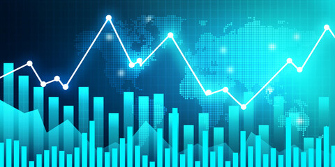 Stock market trading graph. financial chart with candlestick graph. 3d illustration.
