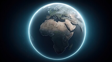 Stunning view of Earth from space showcasing Africa and Europe illuminated against deep cosmic background highlighting geographical details and planetary beauty