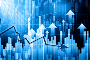 Stock market trading graph. financial chart with candlestick graph. 3d illustration.