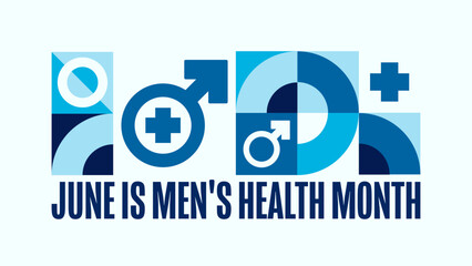 June is Men's Health Month. Holiday concept. Template for background, banner, card, poster with text. Vector EPS10 illustration.