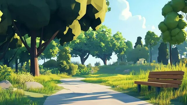 Digital park scene illustration