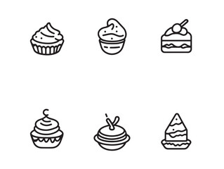 Minimalist Dessert Line Art for Creative Illustrations