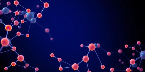 Abstract polygonal futuristic molecules forming complex network on dark blue background,  modern,  low poly