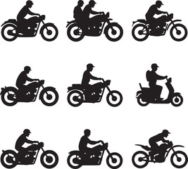 Obraz premium “Seamless Motorcycle Rider Silhouette Pattern – Black and White Motorbike Design”