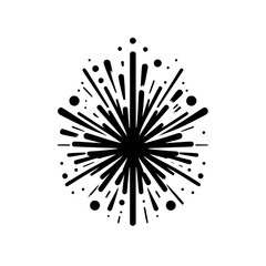 Obraz premium Abstract Black Burst on White Background, Explosive Design Element