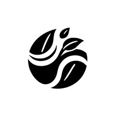 Abstract Black & White Leaf Logo, Minimalist, Nature Theme
