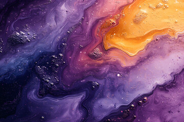 Obraz premium Colorful Abstract Fluid Art with Dynamic Swirls in Purple and Gold