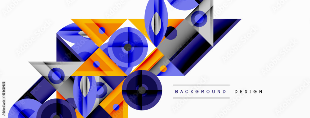 Aufkleber abstract geometric shapes, blue, orange, gray. modern design elements create dynamic composition. cl