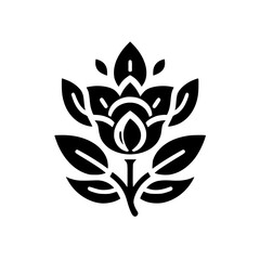 Minimalist Floral Design: Black & White Botanical Logo, Emblem