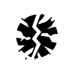 Broken Circle Icon: Abstract Black & White Graphic Design, Symbol