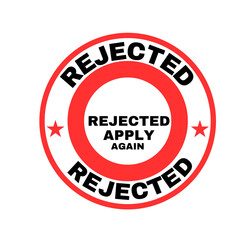 Rejected Apply again stamp, logo, label, tag , logo design, stamp design, for advertising, marketing and promotion concept on transparent background 