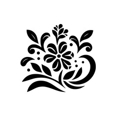 Elegant Black Floral Vector Design on White Background