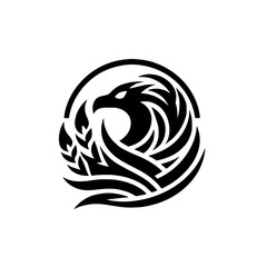 Minimalist Eagle Emblem in Circle - Black & White, Powerful Design