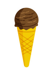 コーンに入ったチョコレートアイスクリーム　ベクターイラスト