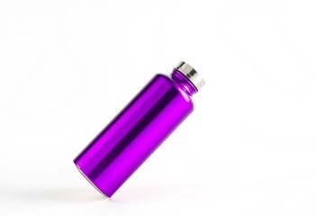 Sleek purple stainless steel water bottle isolated on white, steel bottle, background