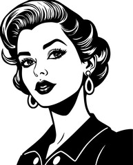 Vintage Glamour: An Illustration of a Stylish Woman