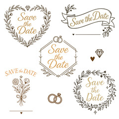 Save the Date Vektor Set 2025 für Hochzeit und JGA. Boho Set aus sechs eleganten Designs im floralen und romantischen Stil. 