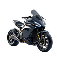 Sleek futuristic motorcycle design concept modern sportbike black and silver motorcycle rendering concept bike isolated white background