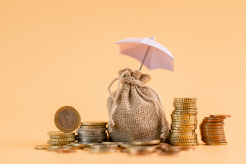 Insurance background money coin concept business protection finance sale financial investment buy...