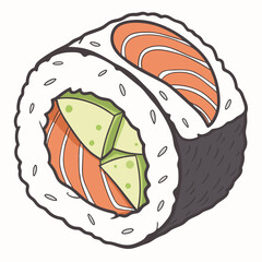 sushi roll , white background